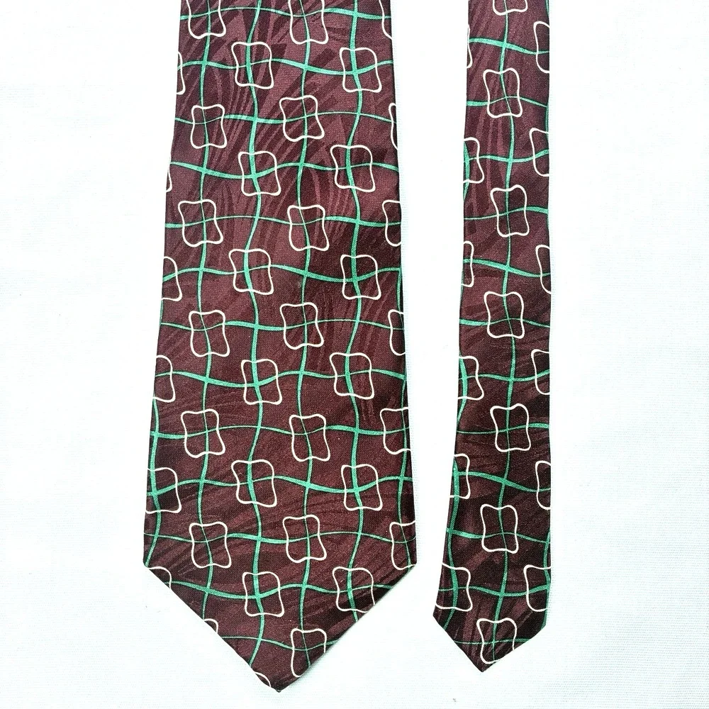 Polo Ralph Lauren Silk Tie Burgundy Abstract Art Print Hand Made USA